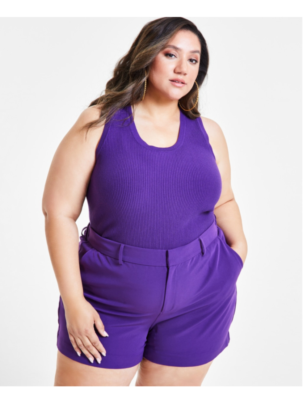 Nina Parker Plus Size 2X Royal Purple Ribbed Tank Pullover Sweater Vest NWT